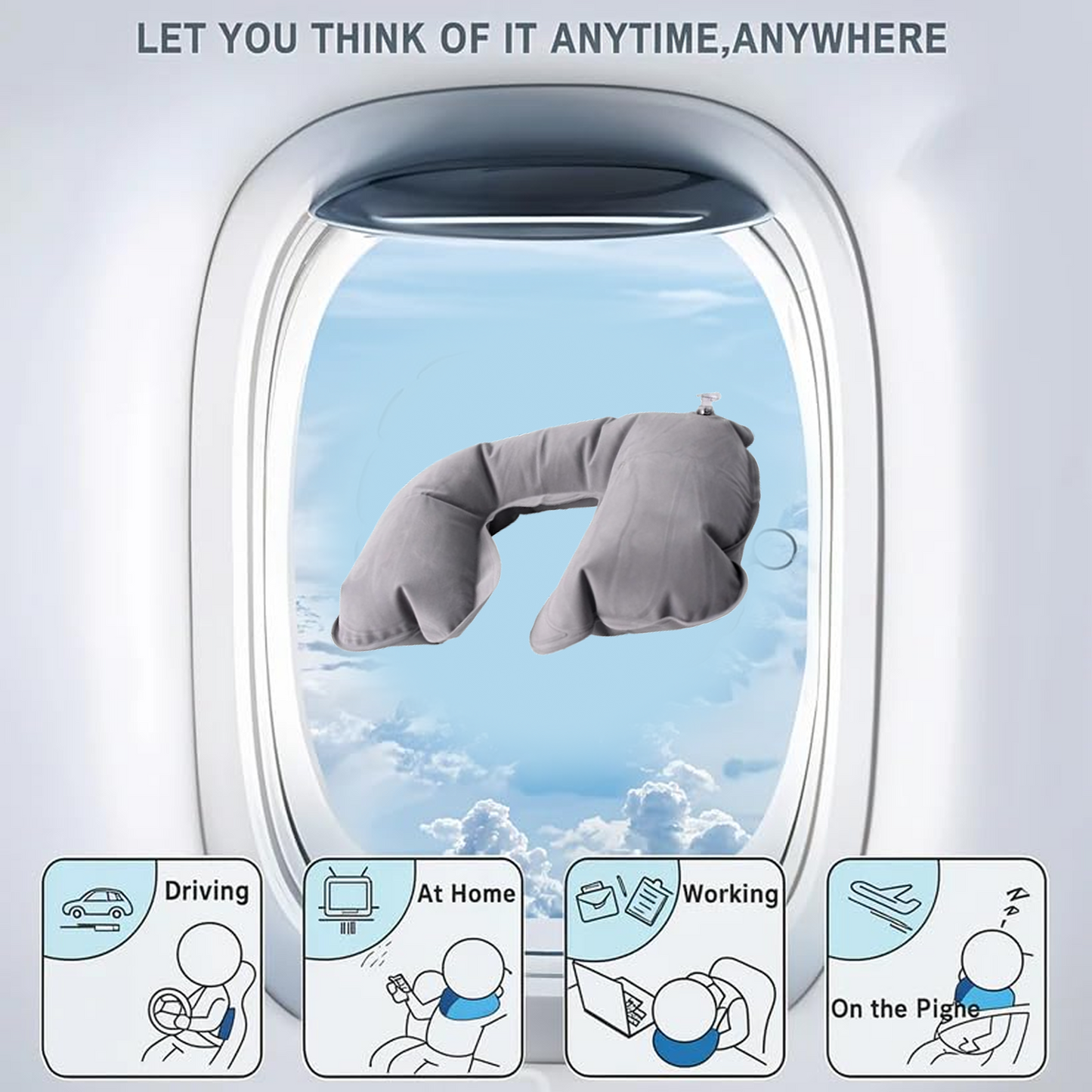 Inflatable Foldable Pillow U Shape Air Cushion Travel Pillow (1 Pc Mix Color)