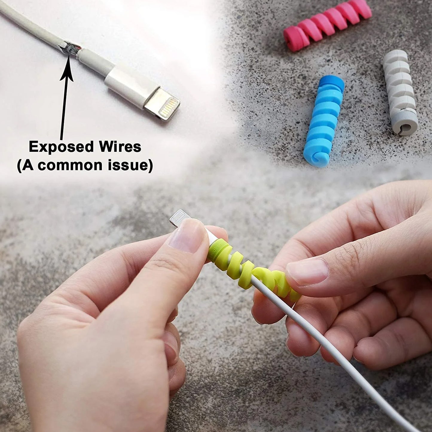 12722 Spiral Charger Cable Protector Data Cable Saver Charging Cords Protective For All Universal Earphone Cable Cover (Pack Of 10)