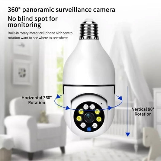 Smart CCTV Camera Bulb|360° WiFi Light Bulb Security Camera| Two-Way Audio, Motion Detection, Night Vision|