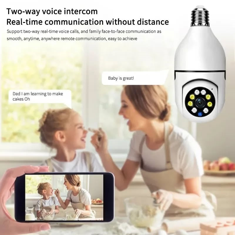 Smart CCTV Camera Bulb|360° WiFi Light Bulb Security Camera| Two-Way Audio, Motion Detection, Night Vision|