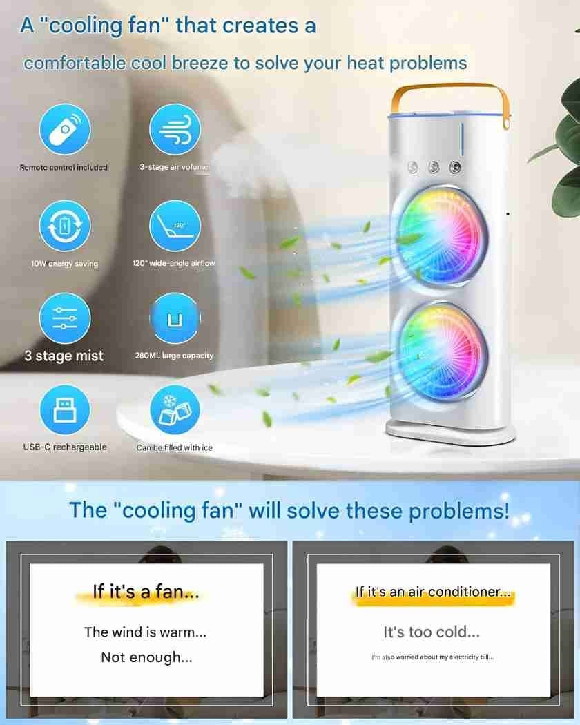 Cooler Fan cum AC | Rechargeable | Portable