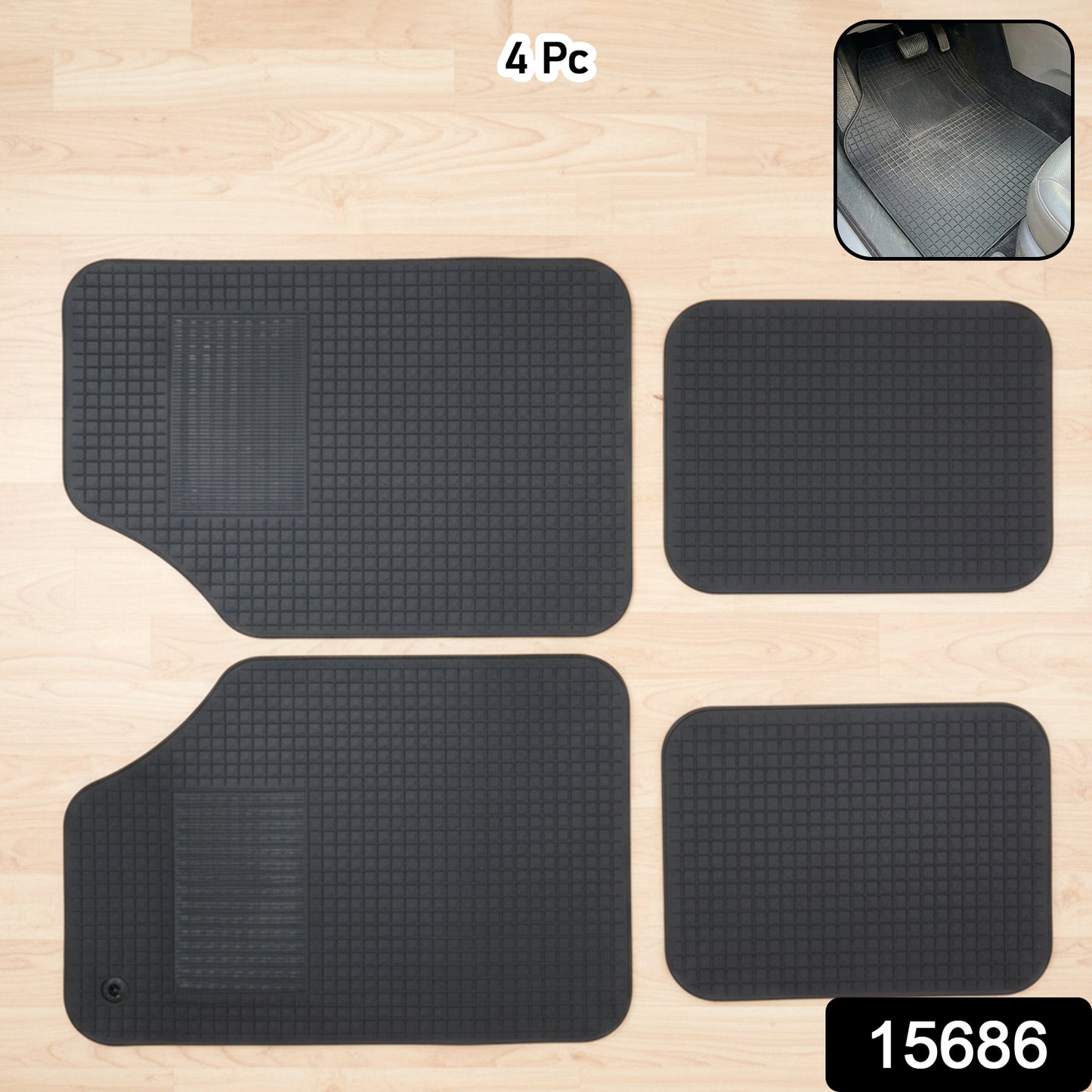 Universal Heavy Duty Car Floor Mat Set (4 Pc Set)