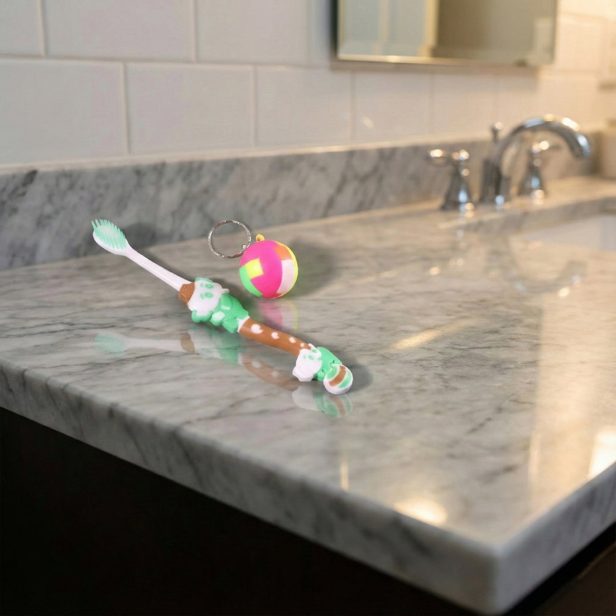 Kids Toothbrush And Ball Keychain Toy Set