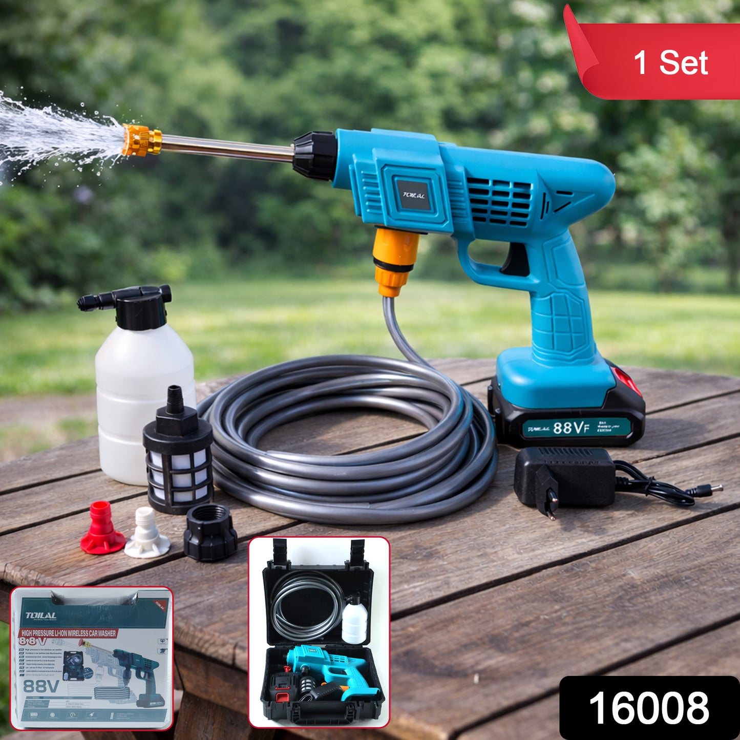 88vf Car Washer Gun Wireless High Pressure Washer Water Spray Gun (1 Set)