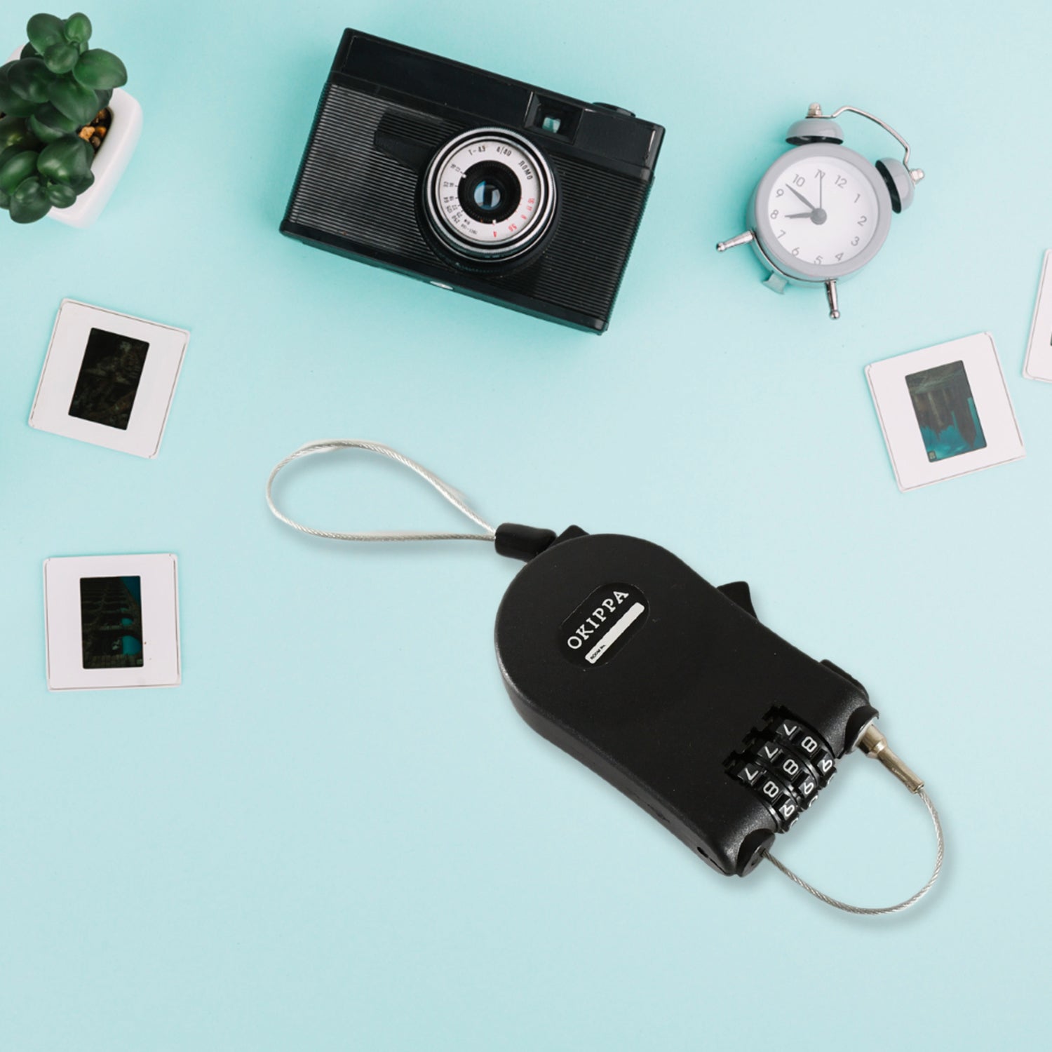 17506 Multifunctional Cable Lock With Number Code For Travel Sports Etc. Retractable Wire Lockwire Black Shell Combination Password.