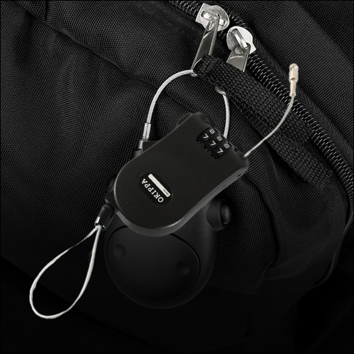 17506 Multifunctional Cable Lock With Number Code For Travel Sports Etc. Retractable Wire Lockwire Black Shell Combination Password.